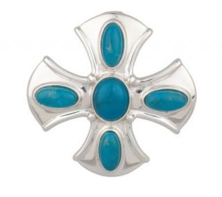 Sterling Sleeping Beauty Turquoise Maltese Cross Enhancer —