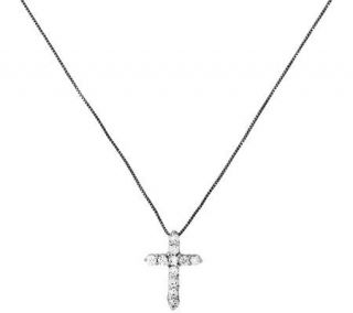 Sterling Simulated Diamond Cross Pendant with 18 Chain   J310106
