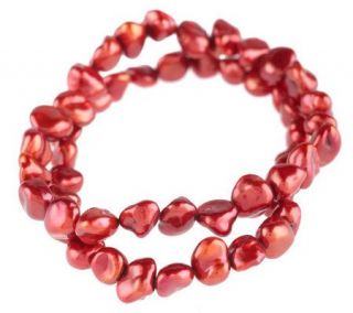 Honora Cultured FreshwaterPearl 7mm Keshi S/2 Stretch Bracelets