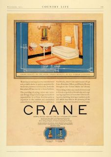 1923 Ad Crane Pipe Valve Fitting Home Builder Bathroom   ORIGINAL