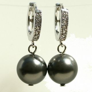 Swarovski Gray Pearl with Cubic One Touch Earrings