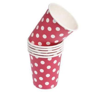 24 New Red White Polka Dot Spotty Birthday Party Paper Cups