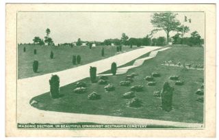 Old Postcard Knoxville Tennessee Lynnhurst Resthaven Cemetery Masonic