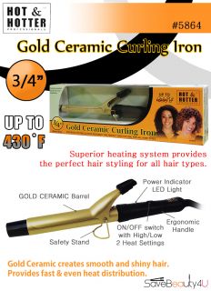  Hotter Professional Gold Ceramic Curling Iron Hair Styling Iron  5864
