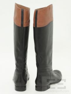 Corso Como Black Tan Leather Flat Riding Boots Size 9 5
