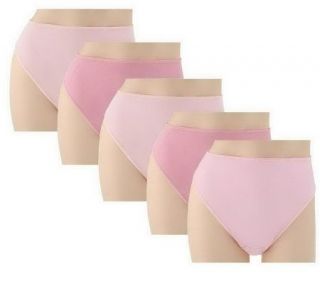 Barely Breezies Set of 5 Combed Cotton Hi Cut Briefs with UltimAir 