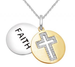Affinity Sterling 1/10cttw Diamond Cross FaithMessage Pendant 