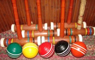 vintage wooden croquet set game