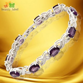 Fashion Lady Jewelry Purple Amethyst White Gold Plated Bracelet Hand