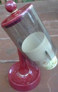 Retro Vintage Red Dixie Cup Dispenser Holder Counter Top Space Age