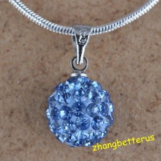 Austrian Blue Crystal Pave Disco Ball Beads Necklace Pendants Charms