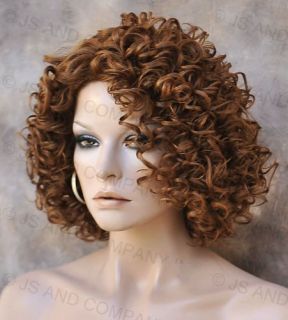 Human Hair Blend Wig Curly Light Auburn and Strawberry Blonde Mix Heat