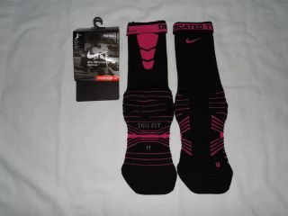 Nike Custom Football Elite BCS Socks Black and Hot Pink MD 6 8 RARE