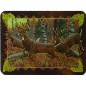 Tempered Glass Cutting Board Hunting Deer in Forest