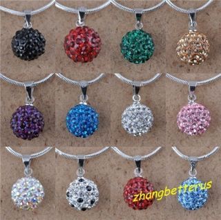 12 Style Crystal Pave Disco Ball Beads Friendship Necklace Pendants