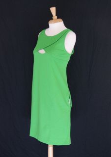 Cynthia Steffe Green Stretch Knit V Neck Sleeveless Shift Dress Size L