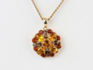  supersize image 14k yellow gold necklace with 2 types of citrine and