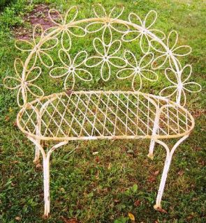 Wrought Iron Adult Daisy Bench Country Flowers Metal