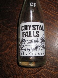 Vintage Crystal Falls, Mi Soda Pop Beverage Bottle with Cap 7 fl.oz