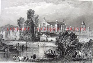 London Hampton Court Palace Old 1851 Engraving Print