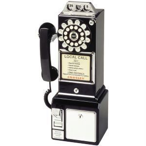 Crosley Radio CR56 BK 1950s Classic Pay Phone Black