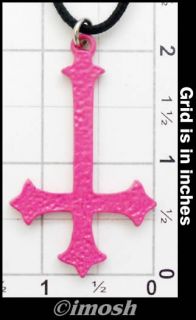 Necklace Pink Inverted Cross Upside Down Pendant Girly