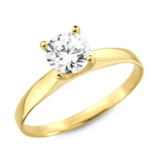  guaranteed 14k yellow gold round cz engagement solitaire ring