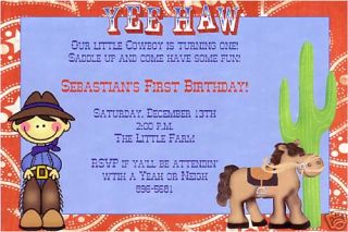 Western Wanted Cowboy Birthday Party Invitations