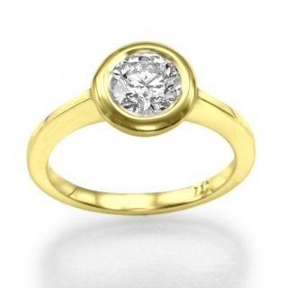 55 Carat D SI1 Thin Band Bezel Set Round Diamond Engagement Ring