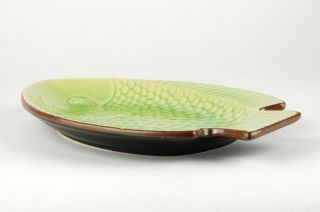 Ceramic Dinnerware Fish Plate Green Crackle Glaze Gift