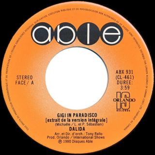 Dalida Gigi in Paradisco Je Suis Toutes Les Femmes French Vinyl 45