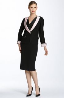 St. John Evening Stretch Charmeuse Shell with Shimmer Crinkle Knit Jacket & Skirt