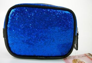 Betsey Johnson Cosmetic Square Glitteratzzi Blue Black Metallic Makeup
