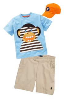 Mini Boden T Shirt & Ralph Lauren Shorts (Toddler)