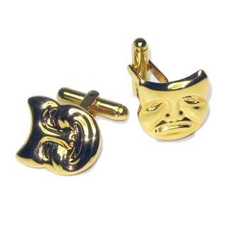 Brand New Gold tone Mens Cuff Links Actor Mask Shaped Cufflinks