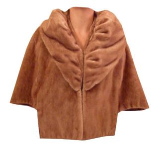 Dan Millstein 1960s Honey Brown Mink Fur Stole Jacket XS Small Bust 34