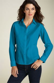 Foxcroft Fitted Stretch Cotton Blouse