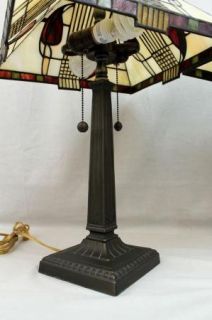  of 2 Dale Tiffany Mission Henderson Cream Glass Accent Lamps