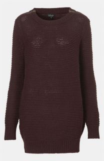 Topshop Zip Shoulder Textured Knit Sweater