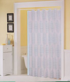 Printed Fabric Shower Bath Curtain 12 Rings Hooks Vinyl Liner WHITE