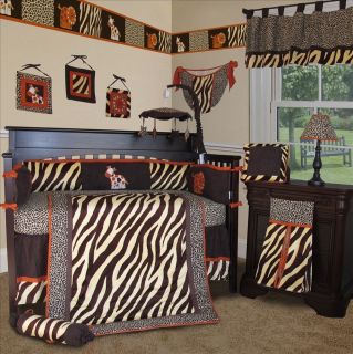 Baby Boutique Brown Zebra 13 Boy Girl Crib Nursery Bedding Set
