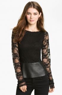 Bailey 44 Extra Credit Faux Leather Trim Lace Top