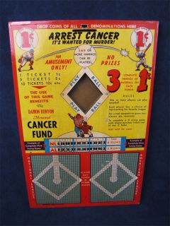 1948 Damon Runyon Baseball Punch Board Gambling Cancer
