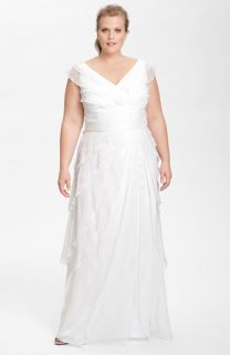 Adrianna Papell Iridescent Chiffon Petal Gown (Plus)