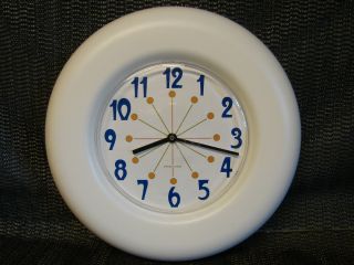 10 QUARTZ STERLING & NOBLE WALL CLOCK BLUE NUMBERS WITH ORANGE TIME