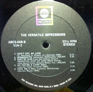  Versatile LP Archive Press Mint ABCs 668 Curtis Mayfield 1969