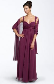 Donna Ricco Beaded Chiffon Gown with Shawl