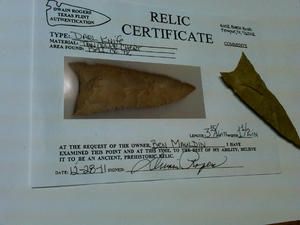 Large Darl Blade Dwain Rogers COA from Bell County Texas Artifact