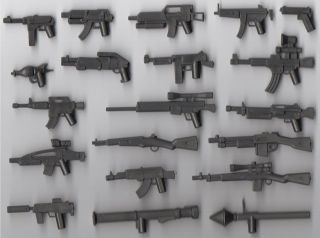  Guns Gunmetal Weapons Custom 20 Pieces for Minifig WW2 Modern