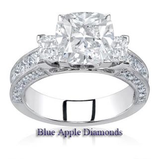 50ct Cushion Cut Diamond Engagement Ring GIA in 18k White Gold